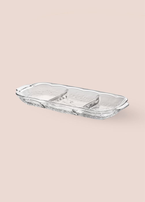 Hermia CAM0501 Plato para Servir Pasteles de Vidrio Transparente Elegante y Duradero Apto para Lavavajillas 31x13x4 cm